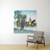 Samurai zu Pferden Hasegawa Sadanobu III 1950er Wandteppich (Beispiel)