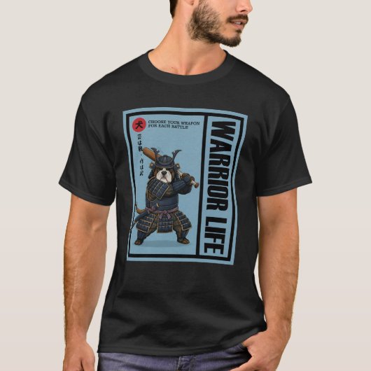 Samurainimals Bulldog Waffe T-Shirt (Vorderseite)