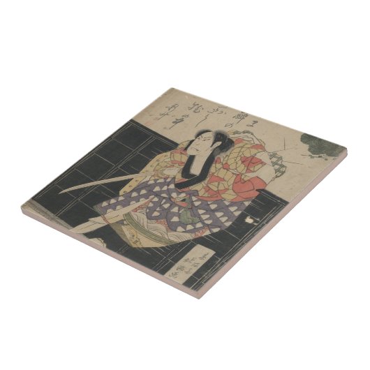 Samurais, die durch eine Wand circa 1818 brechen Fliese (Seite)