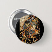 Samurais, die großes Monster, circa 1800's kämpfen Button (Vorne & Hinten)