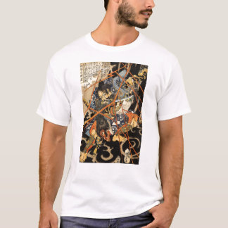 Samurais, die großes Monster, circa 1800's kämpfen T-Shirt