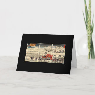 Samurais, die in der Schnee-Gruß-Karte angreifen Karte