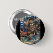 Samurais japanisches malendes C. 1800's Button (Vorne & Hinten)