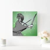 SAMURAIS manga Japan Quadratische Wanduhr (Zuhause)