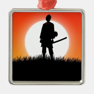 Samurais, Ninja - japanischer Krieger Silbernes Ornament