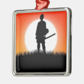 Samurais, Ninja - japanischer Krieger Silbernes Ornament (Links)