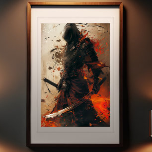 Samurais Stille Zorn - geheimnisvolles Kriegerpost Fotodruck