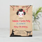 Samurais und geisha-Party Einladung (Stehend Vorderseite)