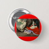 Samuraitraining mit Tengu, circa 1800's Button (Vorne & Hinten)