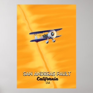 San Andreas Fehler California USA Reiseplakat. Poster