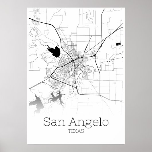 San Angelo Karte - Texas - City Map Poster (Vorne)