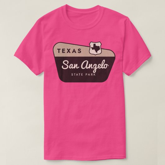 San Angelo Staat Park Texas Begrüßungszeichen T-Shirt (Design vorne)