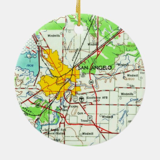 San Angelo Vintage Karte Keramik Ornament (Hinten)