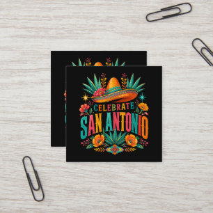 San Antonio 2026 Fiesta Kultur feiern Quadratische Visitenkarte