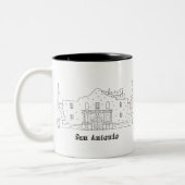 San Antonio Alamo Vacation Kunst, Dichtung und Mus Zweifarbige Tasse (Links)