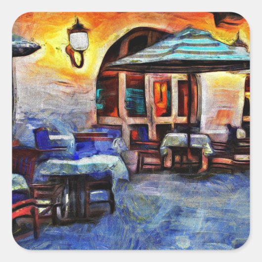 San Antonio Cafe Quadratischer Aufkleber (Vorderseite)