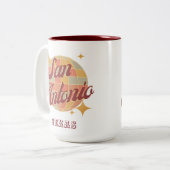 San Antonio City Texas Retro Vintag Zweifarbige Tasse (Vorderseite Links)