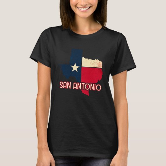San Antonio City Texas Texan Flag Map T-Shirt (Vorderseite)