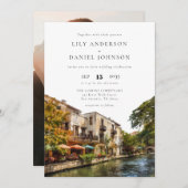 San Antonio Destination Elegant Photo Wedding Einladung (Vorne/Hinten)