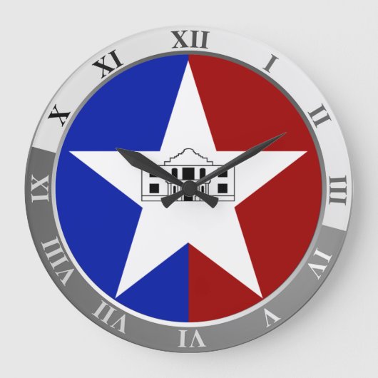 San Antonio flag Large Clock Große Wanduhr (Vorderseite)