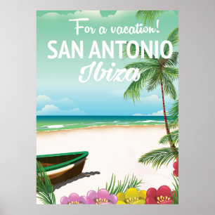 San Antonio Ibiza beach travel poster