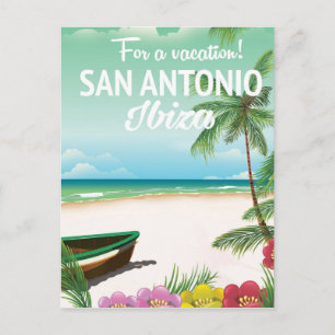 San Antonio Ibiza Strand Reiseplakat Postkarte