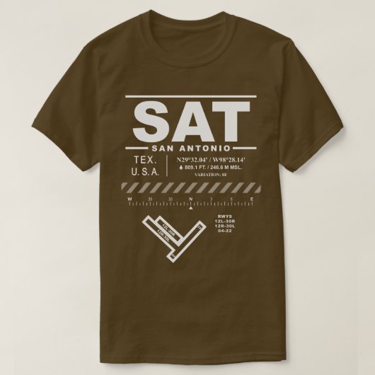 San Antonio International Airport SAT Tee Shirt (Design vorne)