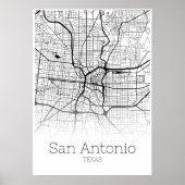 San Antonio Karte - Texas TX - City Map Poster (Vorne)