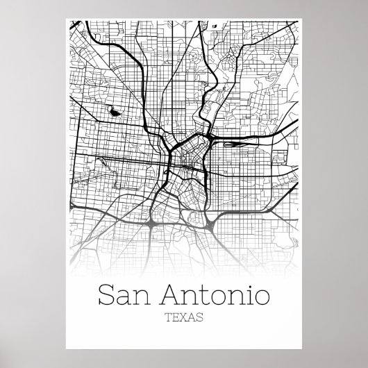 San Antonio Karte - Texas TX - City Map Poster (Vorne)