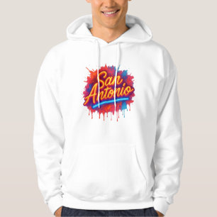 San Antonio Neon Street Art Spritzer Design Hoodie