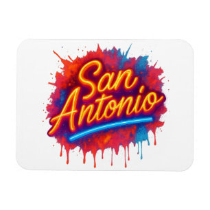 San Antonio Neon Street Art Spritzer Design Magnet