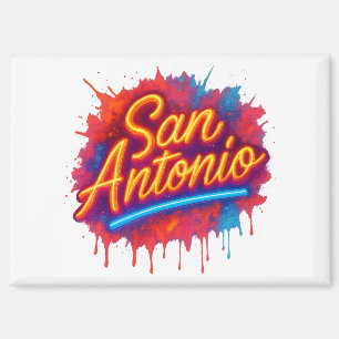 San Antonio Neon Street Art Spritzer Design Magnet