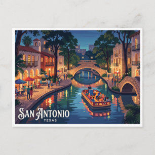 San Antonio River Walk bei Nacht Postkarte