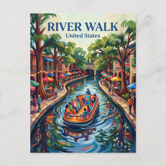 San Antonio River Walk Texas Postkarte (Vorderseite)