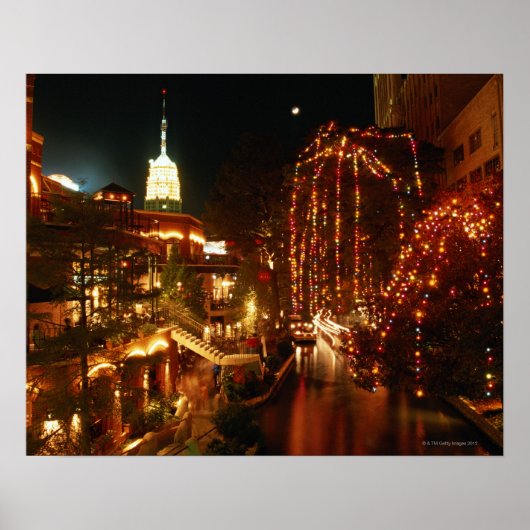 San Antonio Riverwalk at Night Poster (Vorne)