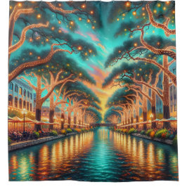 "San Antonio Riverwalk: Twilight Ambiance" Duschvorhang