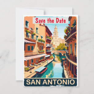 San Antonio Riverwalk warme Hochzeitseinladung Save The Date