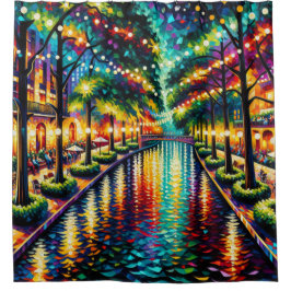 "San Antonio Riverwalk: Weihnachtsambiente" Duschvorhang