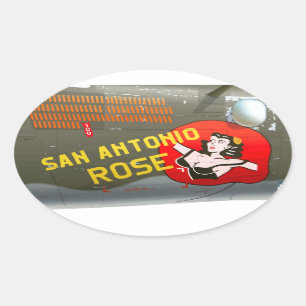 San Antonio Rose B-24 Nasenkunst (Vintage-Rumpf) Ovaler Aufkleber