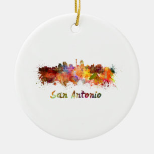 San Antonio skyline im Watercolor Keramikornament
