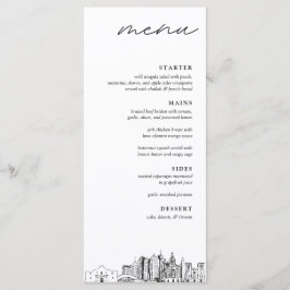 San Antonio Skyline Modern Wedding Dinner Menu Menükarte