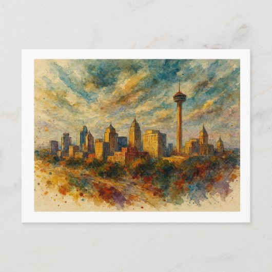 San Antonio Skyline, Postkarte (Vorderseite)