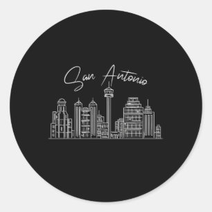 San Antonio Skyline Sketch für Proud San Antonian Runder Aufkleber