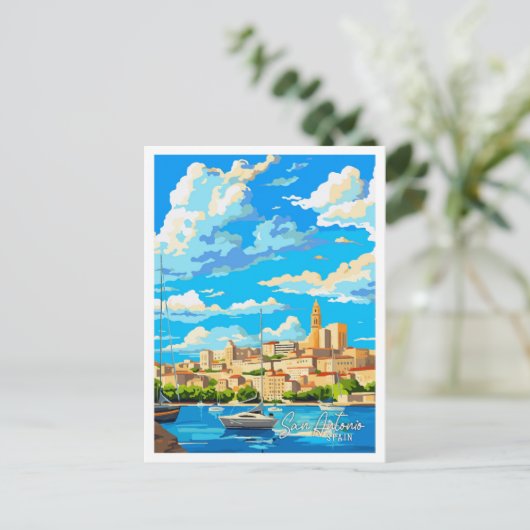 San Antonio Spanien Kunstzeitalter Postkarte (Stehend Vorderseite)