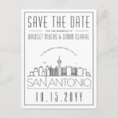 San Antonio | Stilisierte Skyline Save the Date Postkarte (Vorderseite)