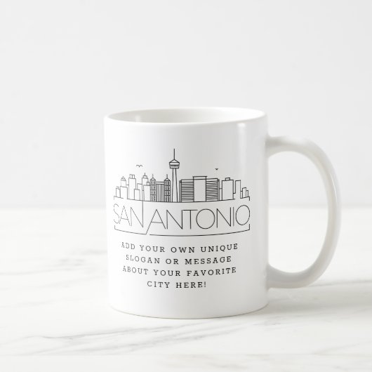 San Antonio Stylized Skyline | Benutzerdefinierter Kaffeetasse (Rechts)