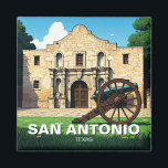 San Antonio Texas Alamo Travel Magnet<br><div class="desc">Das Alamo ist eine historische spanische Mission in San Antonio, Texas. Es ist bekannt für seine Rolle in der texanischen Revolution, als es 1836 der Ort einer 13-tägigen Belagerung war. Die Verteidiger Alamos, angeführt von Oberst William Travis, Jim Bowie und Davy Crockett, wurden alle getötet, aber ihr Opfer inspirierte die...</div>