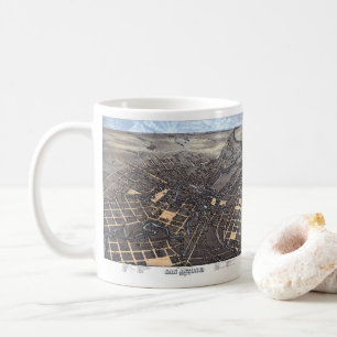 San Antonio, Texas, Antike Luftbild-Stadtkarte, 18 Kaffeetasse