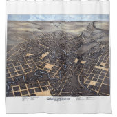 San Antonio, Texas, Antike Luftkarte, 1873 Duschvorhang (Vorderseite)