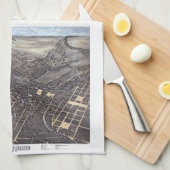 San Antonio, Texas, Antike Luftkarte, 1873 Geschirrtuch (Viertel Falte)